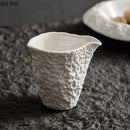 Axyaa Ceramic Gravy Boat Set Creative Rock Texture Pure White Tableware