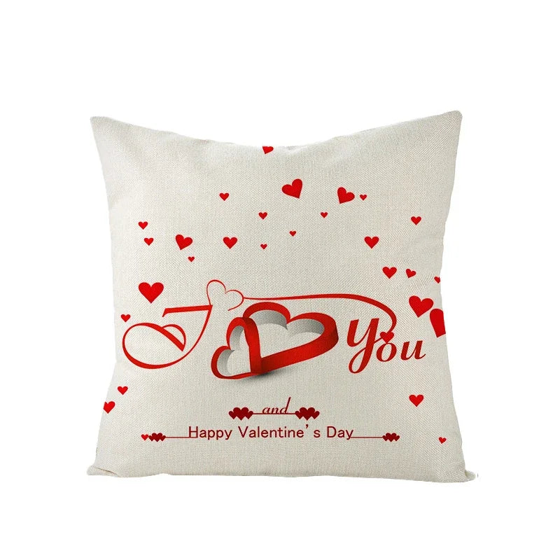 Valentine's Day Love Heart Cushion Cover 45x45cm by Axyaa
