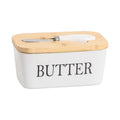 Axyaa Ceramic Butter Box with Knife - Rectangular Sealed Cheese Container