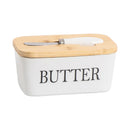 Axyaa Ceramic Butter Box with Knife - Rectangular Sealed Cheese Container