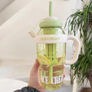 Axyaa 1200ml Sport Water Bottle with Tea Infuser and Straw, Handle - Cute Design
