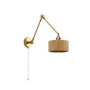 Axyaa Wooden Wall Sconce LED Lampshade with Pull Chain Switch for Bedroom Bathroom Perspective Mirror