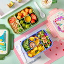 Kids Bento Lunch Box 4 Compartment Microwave Leakproof Lunchbox with Sauce Container by Axyaa