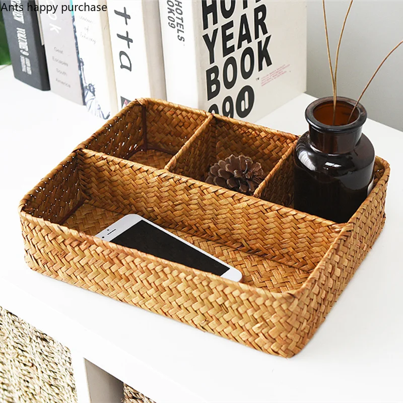 Axya Handmade Weave Storage Basket with Compartments