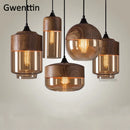 Axyaa Vintage Industrial Glass Pendant Light Fixture for Kitchen and Living Room