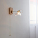 Axyaa Clear Glass Copper LED Wall Lights with Pull Chain Switch