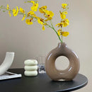 Axyaa Geometric Circle Glass Vase for Stylish Flower Arrangements