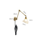 Axyaa Glass Lampshade Pull Chain LED Wall Light Fixture for Bedroom Home Indoor Lighting