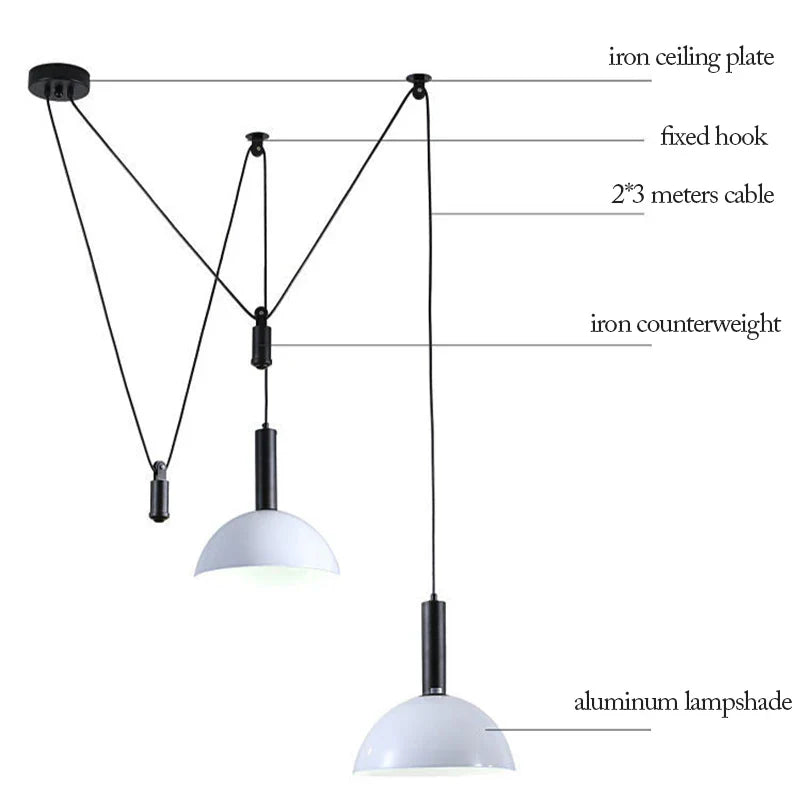 Axya Nordic Pulley Adjustable LED Pendant Lights for Dining Kitchen Island