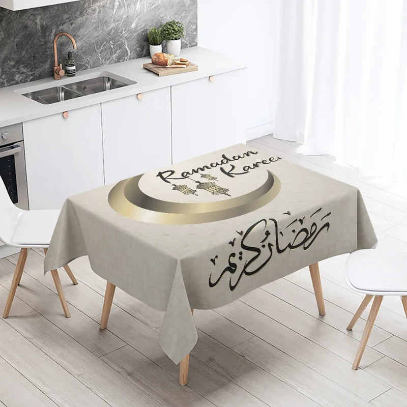 Axyaa Eid Mubarak Mosque Tablecloth: Waterproof, Anti-fouling, Islamic Home Decor