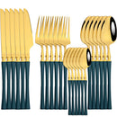 Axyaa Gold Stainless Steel Dinnerware Set Knife Fork Spoon Flatware Kitchen Wedding