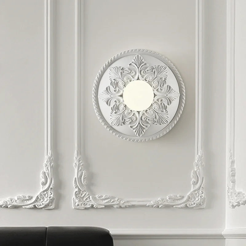Axyaa Retro Round Milk White Glass Bedside Wall Lamp