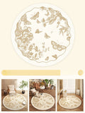Axyaa Butterfly Pattern Plush Round Carpet for Cream Style Bedroom Decor and Living Room