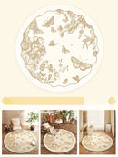 Axyaa Butterfly Pattern Plush Round Carpet for Cream Style Bedroom Decor and Living Room