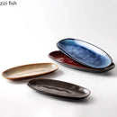 Axyaa Oval Fish Plate Ceramic Sushi Dessert Snack Serving Salad Restaurant Tableware