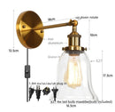 Axyaa Loft Rustic Clear Glass LED Wall Light - Industrial Style Iron Wall Lamp