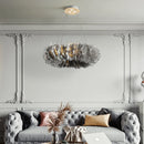 Axyaa Nordic White Feather Chandelier: Elegant LED Pendant Lamp for Home Decor