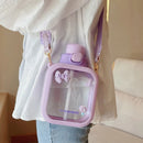 Axyaa Kawaii Flat Water Bottle with Straw Strap, BPA-Free, Portable & Cute