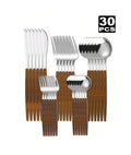 Axyaa Stainless Steel Cutlery Set with Portuguese Wood Grain Handle