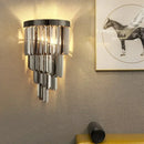 Axyaa Luxury Gold Smoky Gray Crystal Wall Sconce - Modern LED Bedside Light