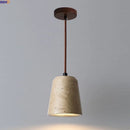 Axyaa Yellow Travertine Stone LED Pendant Lamp Retro Wood Hanging Lights