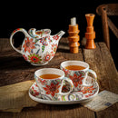 Axyaa Butterfly Love Flower Ceramic Tableware Set with Tea Hospitality Kettle