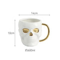 Axyaa Skull Ceramic Mug Gold Plated Large Capacity Breakfast Milk Wine Glass