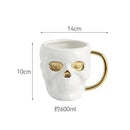 Axyaa Skull Ceramic Mug Gold Plated Large Capacity Breakfast Milk Wine Glass