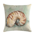 Axyaa Marine Life Linen Pillowcase: Fashion Conch Starfish Shell Sofa Decor Cover