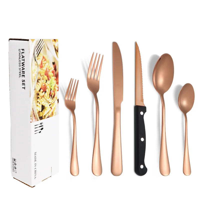 Axyaa 1010 Stainless Steel Tableware Set with Steak Knife and Dessert Spoon