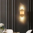 Axyaa Modern Clear Glass Wall Sconce Living Room Bedside Lamp E14 G9 Bulb Gold Black