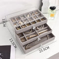 Axyaa Stackable Velvet Jewelry Organizer Display Tray for Earrings, Necklaces, Bracelets