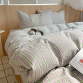 Axyaa Nordic Pink Stripes Cotton Duvet Cover 150x200 Girl's Room Comforter Set