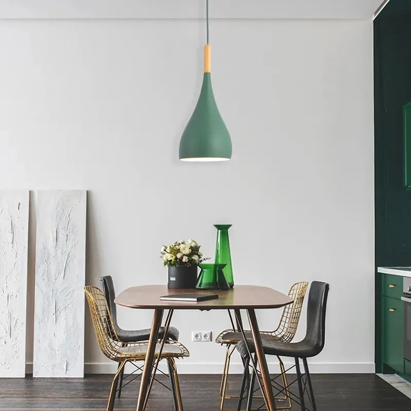 Nordic Wood Pendant Light for Kitchen Island Dining Coffee Bar by Axyaa