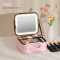 Axyaa LED Mirror Makeup Travel Train Case with Adjustable Dividers