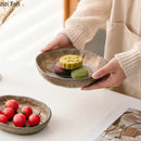 Axyaa Retro Hammer Pattern Ceramic Plate Set for Molecular Cuisine and Dining