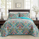 Axyaa Cotton Quilt King Bedding Set with 2 Pillowcases, Garden Style Bedspread