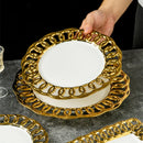 Axyaa Gold Plated Ceramic Steak Plate for Stylish Dining