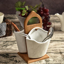 Axya Bamboo Wood Ceramic Chopstick Holder with Rack