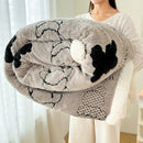 Axyaa Bear Printed Fleece Blanket Set - Warm Sofa Throw & Pillow Cases