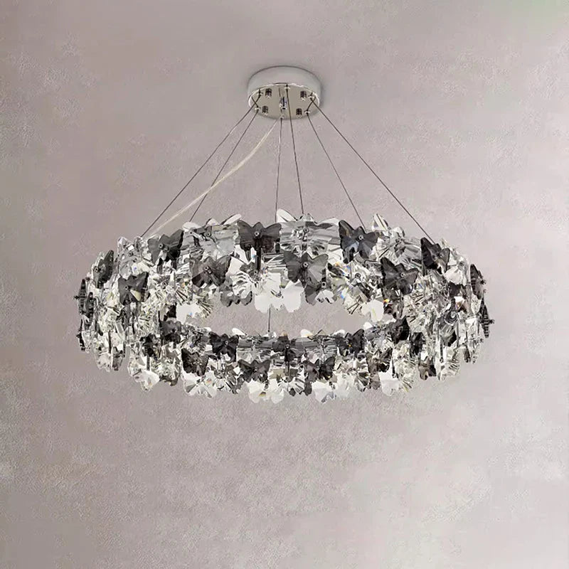 Axyaa Circle Butterfly Crystal LED Pendant Lights - Modern Minimalist Luxury Lighting