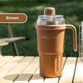 Axyaa 600ml Stainless Steel Vacuum Flask Double Wall Insulated Travel Mug Straw Cup