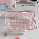 Axyaa Mini Pink Gift Handle Basket with Bow Ribbon - Set of 5