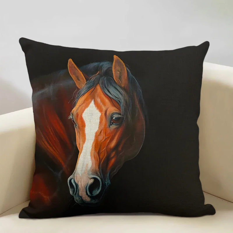 Luxury Axyaa Horse Cushion Cover 45x45cm Linen Pillow Case for Home Decor