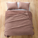 Axyaa Linen/Cotton Queen Quilt Set, Cameo Rose, Diamond Stitch, Pre-Washed