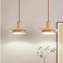 Axyaa Travertine LED Pendant Light - Modern Walnut Chandelier for Dining Kitchen Island Counter
