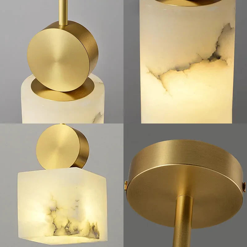 Axyaa Nordic Marble Copper LED Pendant Lights for Dining and Bedroom