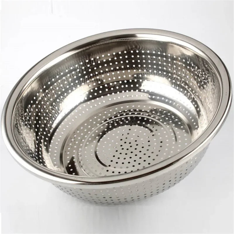 Axya Stainless Steel Mesh Sifter Colander Strainer Sieve - Round Basin Filter Tray Basket