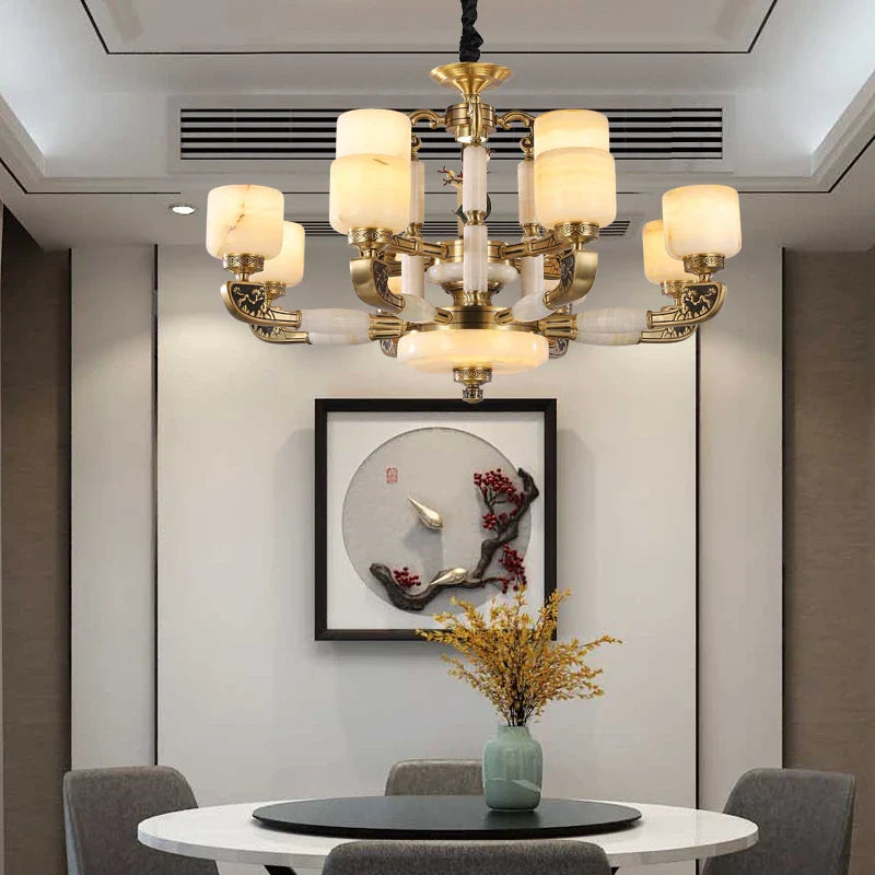 Axyaa Chinese Style Copper Chandelier for Living Room and Restaurant