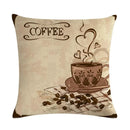 Axyaa Coffee Cup Print Linen Cushion Cover - 45x45CM Sofa Bed Decor